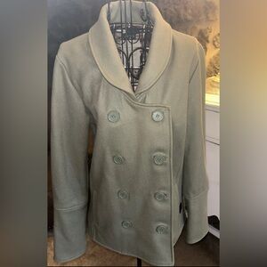 DC Womens Green peacoat JACKET Blazer Size Medium WOOL BLEND Coat